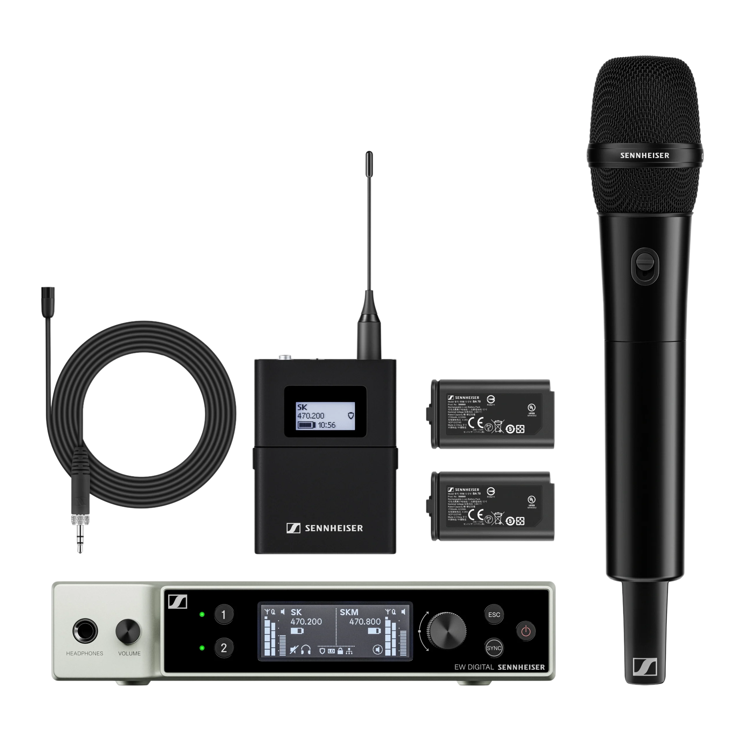 Sennheiser EW-DX MKE 2-835-S Digital Wireless Microphone Set Sennheiser EW-DX MKE 2-835-S digital wireless microphone combo set with handheld transmitter and receiver