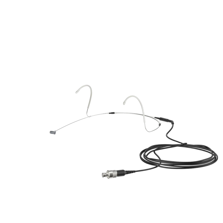 Sennheiser HEADMIC 4 cardioid headset microphone with silver finish and 3-pin connector front view