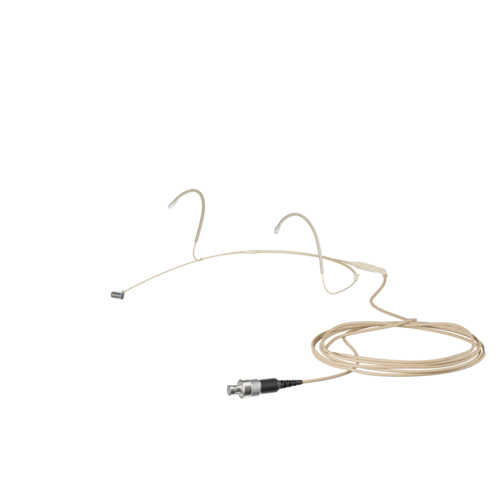 Sennheiser HEADMIC 4 cardioid headset microphone with beige finish and 3-pin connector front view