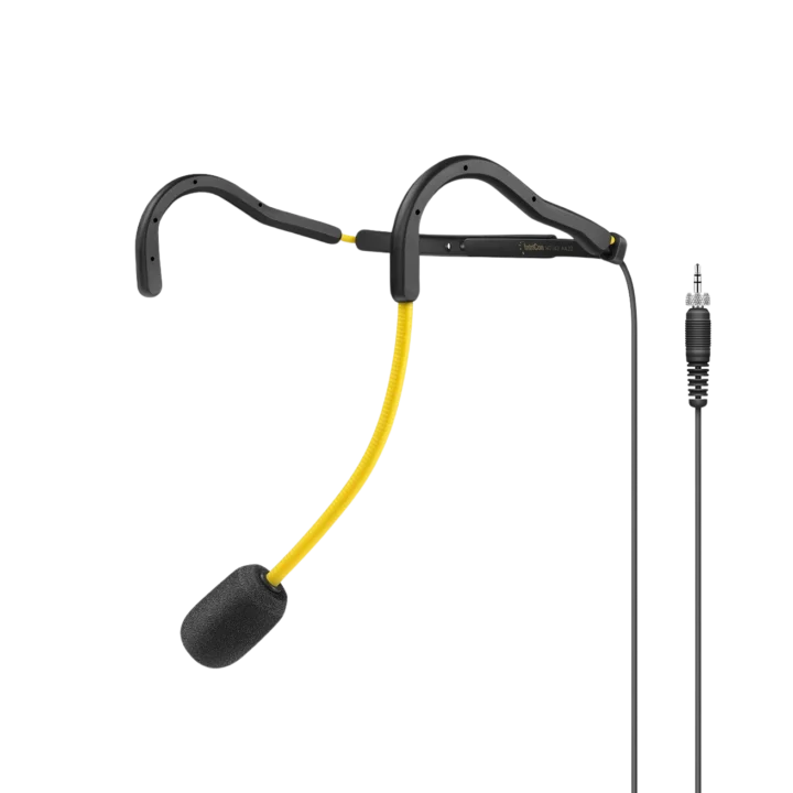 Sennheiser HT 747 yellow fitness headset with flexible boom microphone and ear loop design