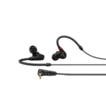 Sennheiser IE 100 PRO black in-ear monitors worn during live performance application
