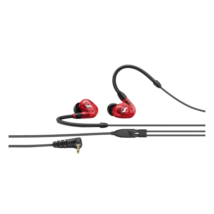 Sennheiser IE 100 PRO red in-ear monitor earpieces with cable and connector