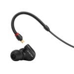 Sennheiser IE 100 PRO in-ear monitor earpiece shown from side angle with cable connector