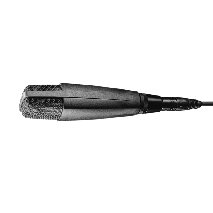Sennheiser MD 421-II cardioid dynamic microphone with cylindrical body and mesh grille front view