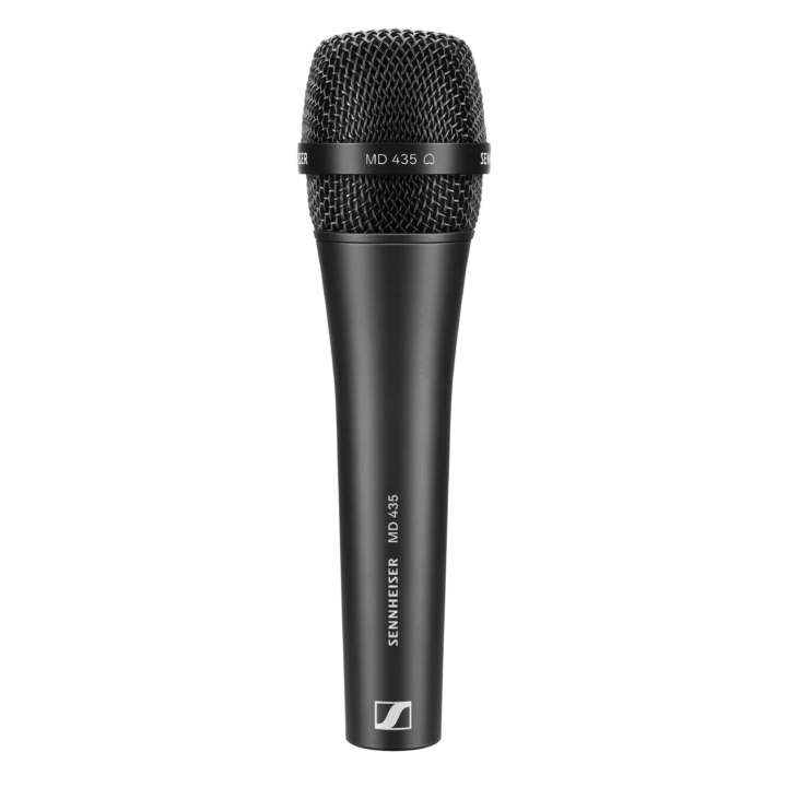 Sennheiser MD 435 cardioid dynamic vocal microphone with black finish and mesh grille