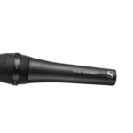 Sennheiser MD 435 cardioid dynamic vocal microphone shown from side angle with grille detail