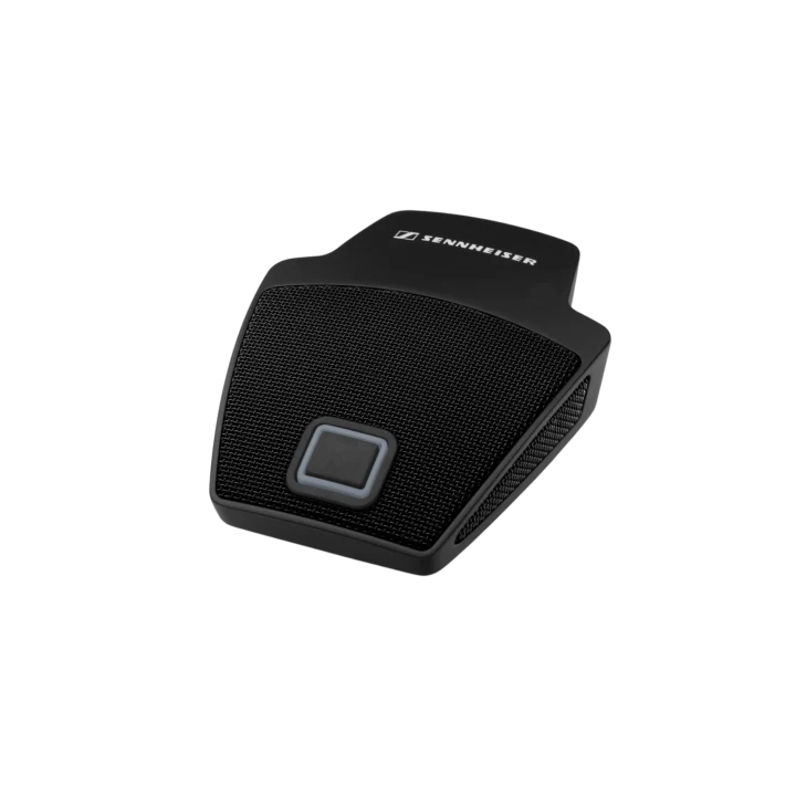 Sennheiser MEB 114-S B cardioid table boundary microphone with push-to-talk button, black finish, front view