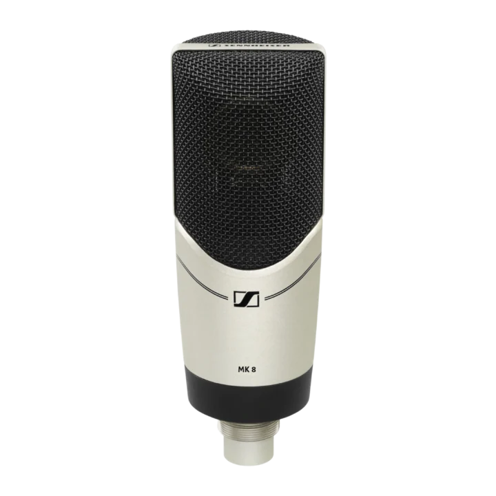 Sennheiser MK 8 multi-pattern condenser microphone with capsule and mounting hardware visible