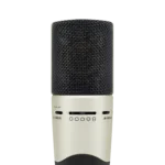 Sennheiser MK 8 multi-pattern condenser microphone shown from side angle with capsule detail