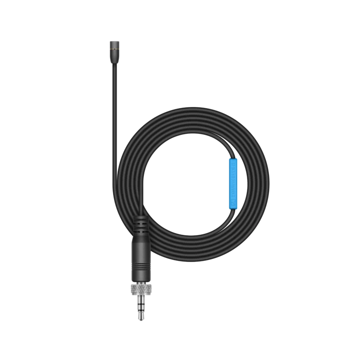 Sennheiser MKE 2 sub-miniature lavalier microphone in black with omnidirectional capsule and clip attachment