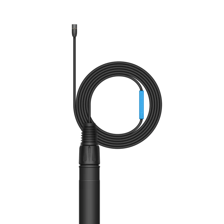 Sennheiser MKE 2 sub-miniature lavalier microphone with black finish and XLR connector