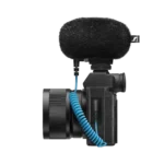 Sennheiser MKE 200 directional camera microphone with detailed dimensional measurements and specifications