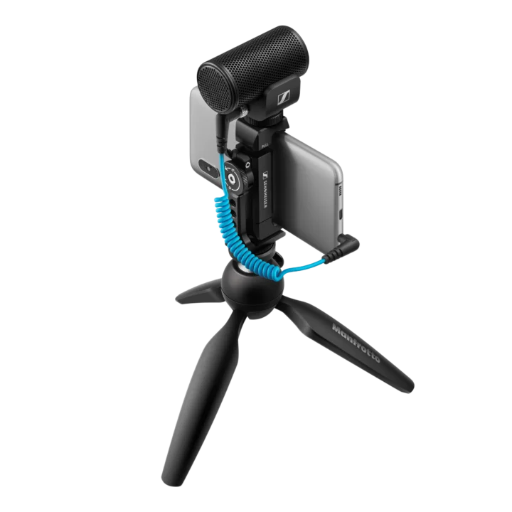 Sennheiser MKE 200 Mobile Kit on-camera microphone with accessories and carrying case