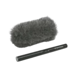 Sennheiser MKE 600 shotgun microphone shown from side angle with XLR connector visible