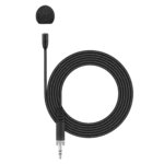 Sennheiser MKE Essential omnidirectional lavalier microphone with black finish and windscreen
