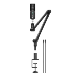 Sennheiser Profile streaming microphone system with USB connector and shock mount detail