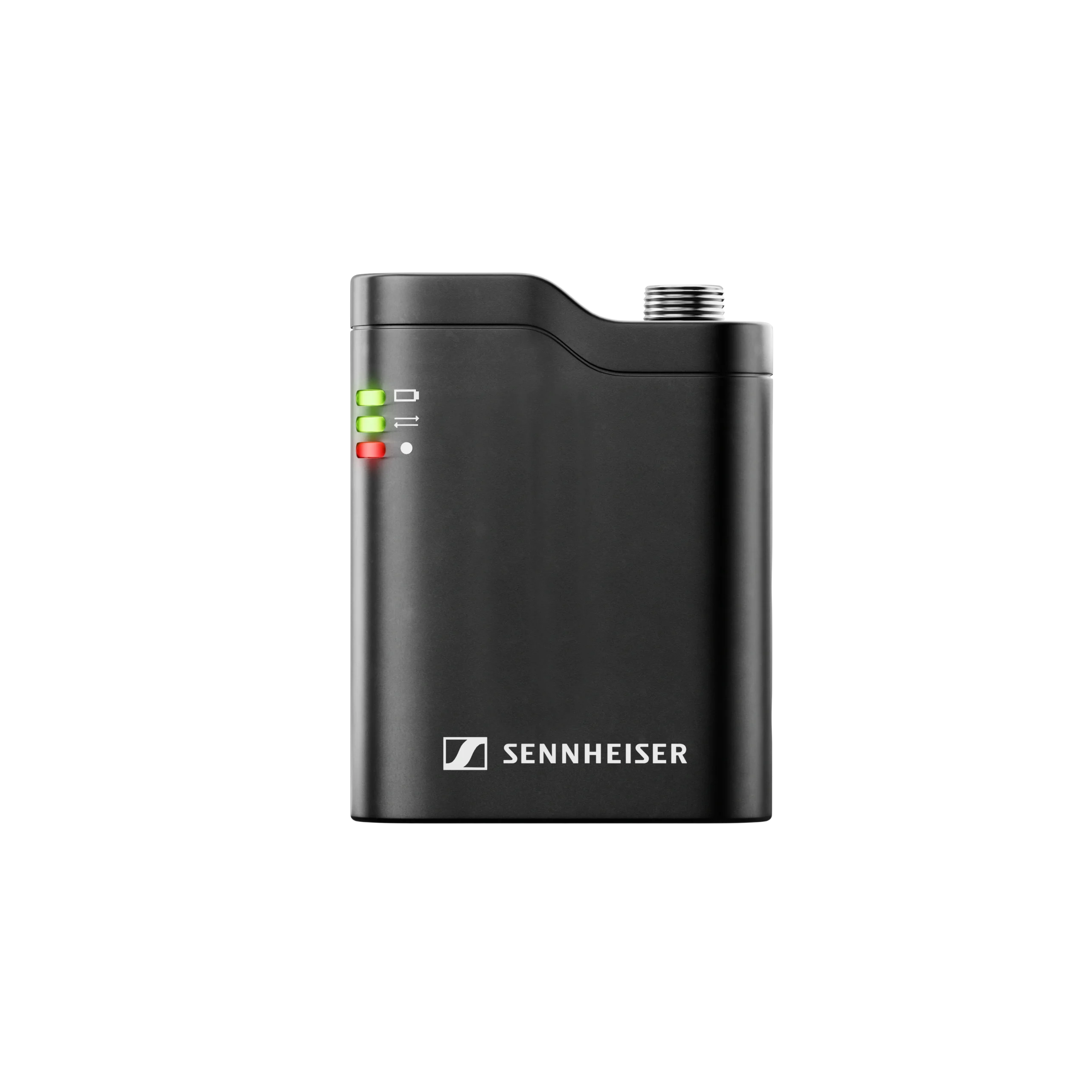 Sennheiser Profile Wireless Transmitter 2.4 GHz Clip-On Front View Sennheiser Profile wireless transmitter 2.4 GHz clip-on body with antenna and controls