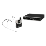 Sennheiser SL Bodypack HM 1 digital wireless bodypack transmitter with headmic showing controls and display panel