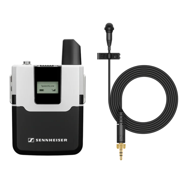 Sennheiser SL Bodypack ME 2 Kit DW-4 digital wireless bodypack transmitter with lavalier microphone front view