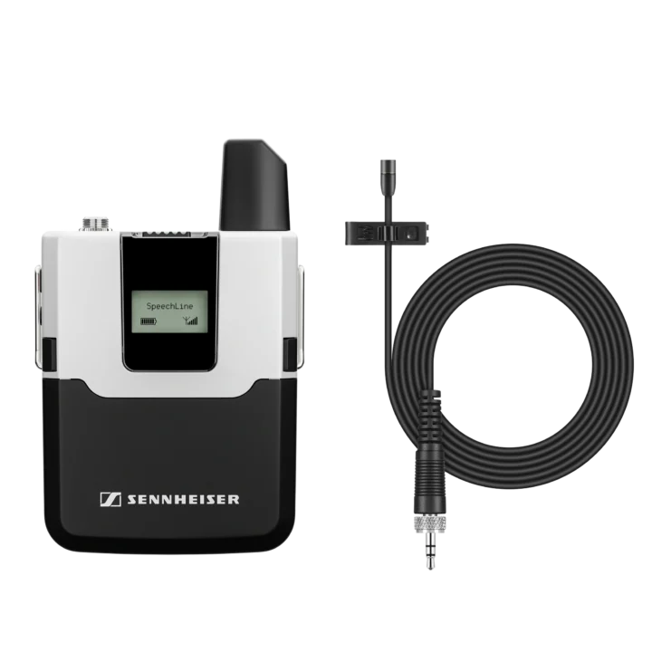 Sennheiser SL Bodypack MKE 2 Kit DW-4 digital wireless bodypack transmitter with lavalier microphone front view