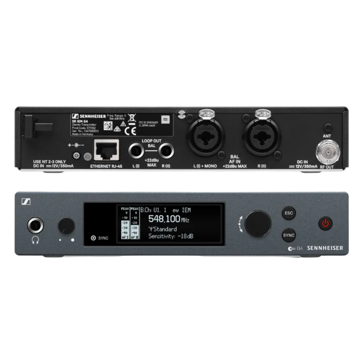 Sennheiser SR IEM G4-G wireless stereo transmitter with LCD display and control buttons