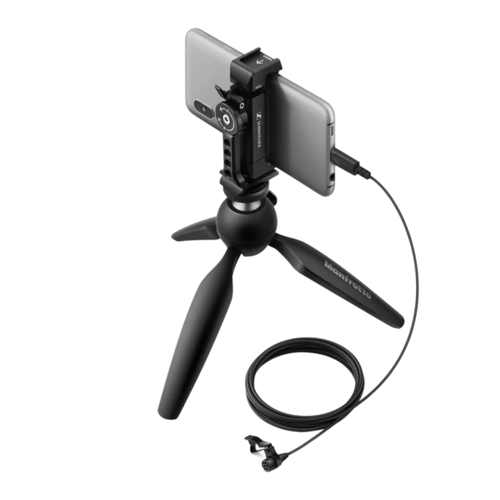 Sennheiser XS Lav USB-C lavalier microphone kit with tripod stand and clamp mount
