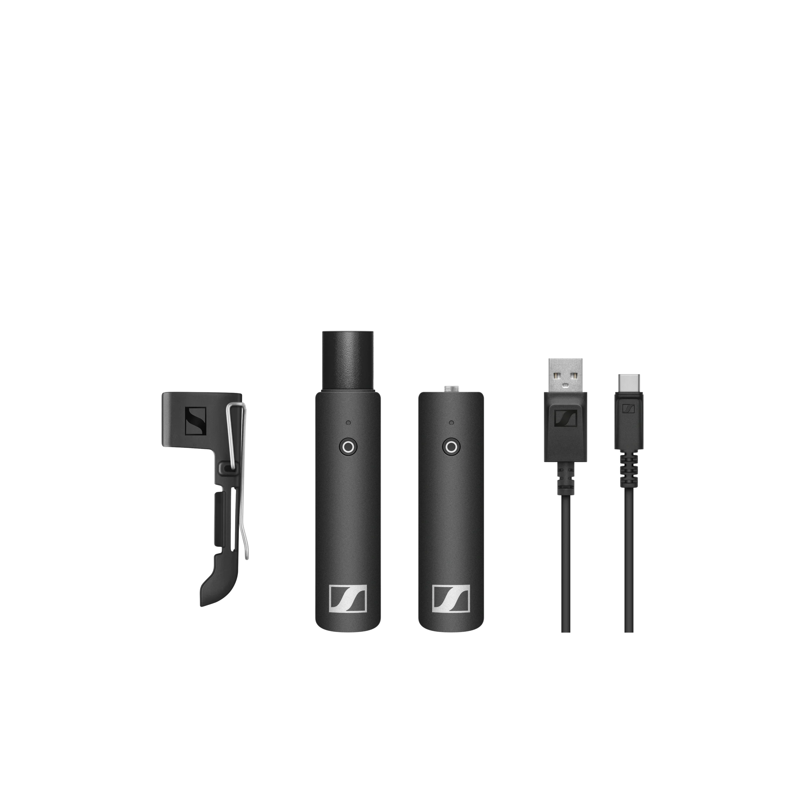 Sennheiser XSW-D Presentation Wireless System Main View Sennheiser XSW-D digital wireless presenter set with microphone, receiver, and charging case