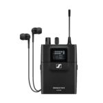 Sennheiser XSW IEM EK stereo bodypack receiver showing front panel controls and display interface