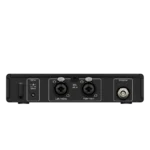 Sennheiser XSW IEM SR stereo transmitter rear panel showing antenna connectors and audio inputs