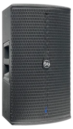 Sound Barrier CV10 10-inch active two-way loudspeaker showing DSP control panel and input connectors detail view