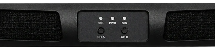 Sound Barrier DA7.2 dual channel Class D power amplifier with front panel controls and LED indicators
