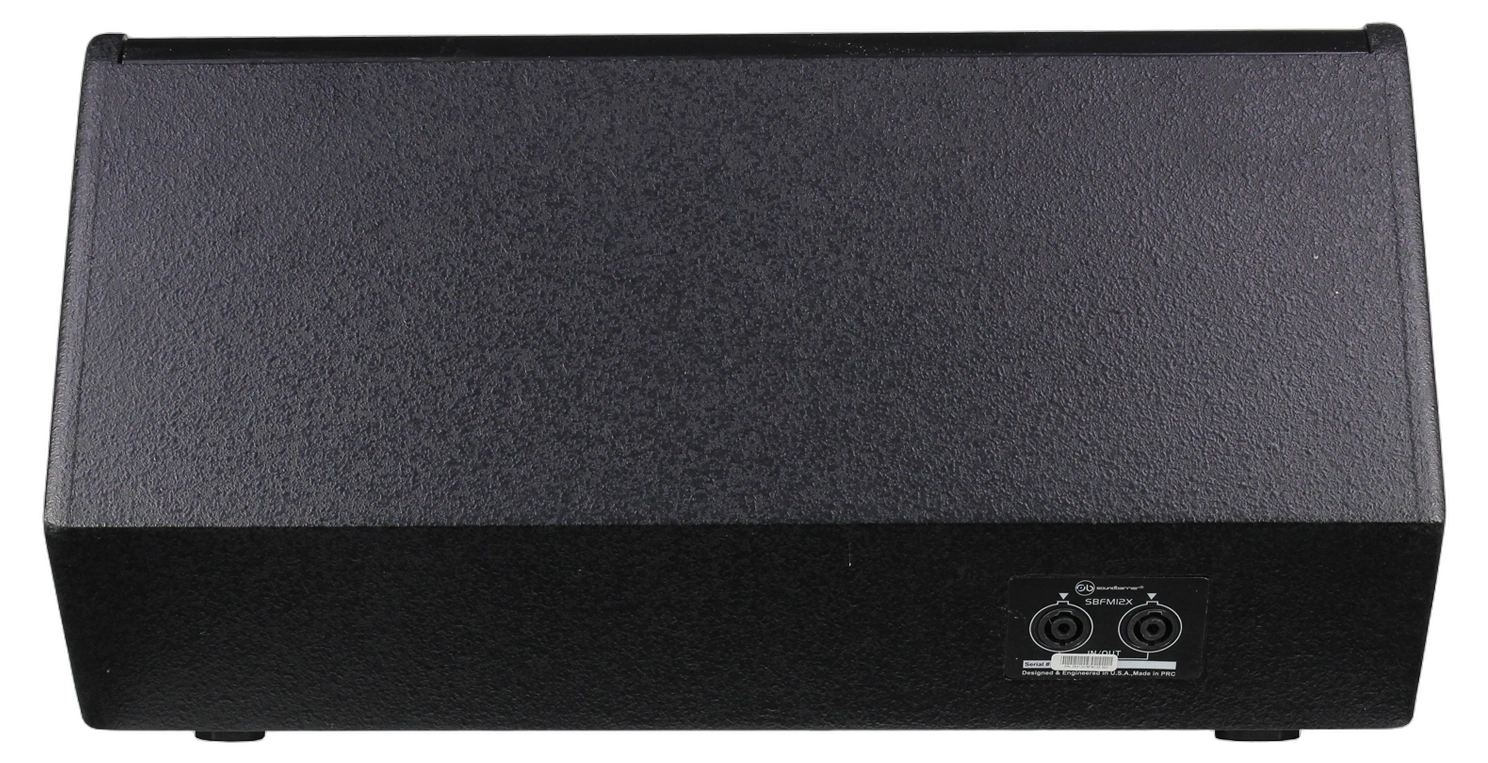 Sound Barrier FM15X 15 Inch Passive Stage Monitor Detail Sound Barrier FM15X 15-inch passive two-way stage monitor speaker detail view showing driver configuration