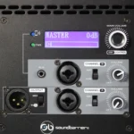 Sound Barrier iLX15D 15-inch powered loudspeaker DSP controller panel with input controls and settings