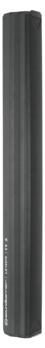 Sound Barrier LX12275 passive full-range column array loudspeaker showing driver configuration and acoustic design details