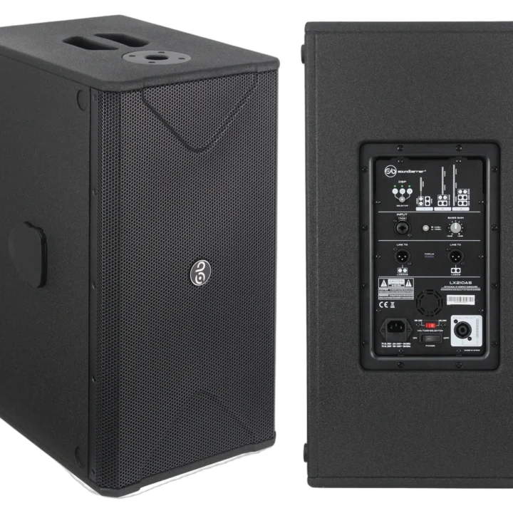 Sound Barrier LX210AS dual 10-inch active subwoofer system with DSP controls and front-facing drivers
