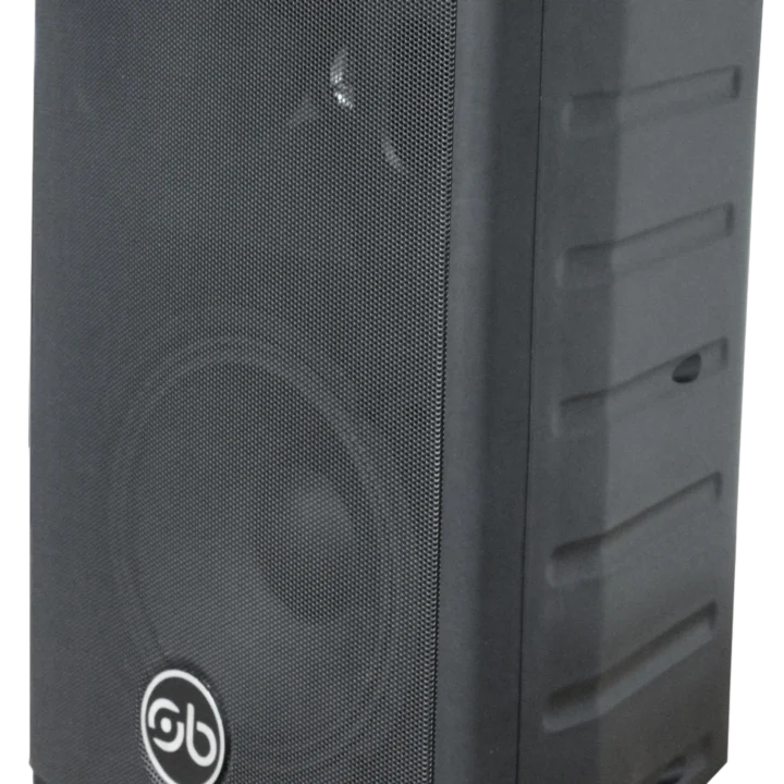 Sound Barrier MR8000B 8 inch passive two-way loudspeaker showing side profile and mounting bracket
