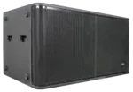Sound Barrier MX218DSUB dual 18-inch active subwoofer rear panel showing DSP controls and connections