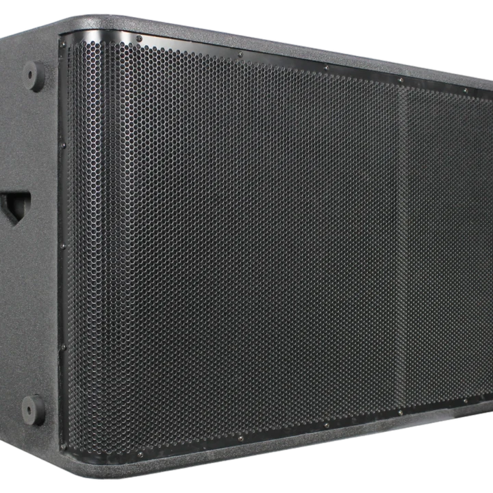 Sound Barrier MX218DSUB dual 18-inch active subwoofer rear panel showing DSP controls and connections