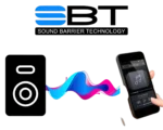 Sound Barrier MX8.3BT 8-channel powered mixer showing channel faders and control interface