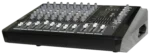 Sound Barrier MX8.3BT 8-channel powered mixer showing side panel connections and cooling vents