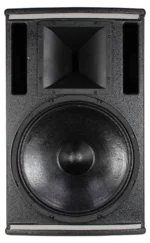 Sound Barrier NX15M 15-inch passive two-way loudspeaker showing driver configuration and crossover detail