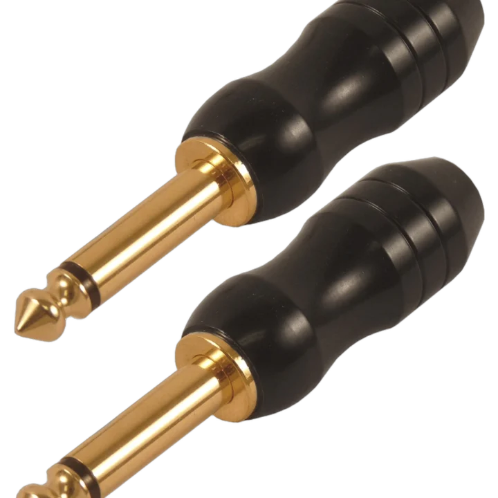 Sound Barrier PGBA14 1/4 inch mono jack connectors with black housing and gold plated connectors