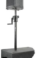 Sound Barrier PM2035 crank operated sub pole with M20 and 35mm adapters in professional audio setup
