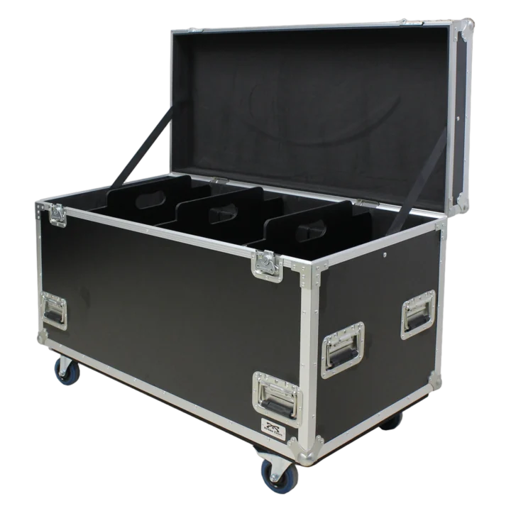 Sound Barrier SB10CBMRRCD large universal storage road case showing interior cable packing dividers and compartments