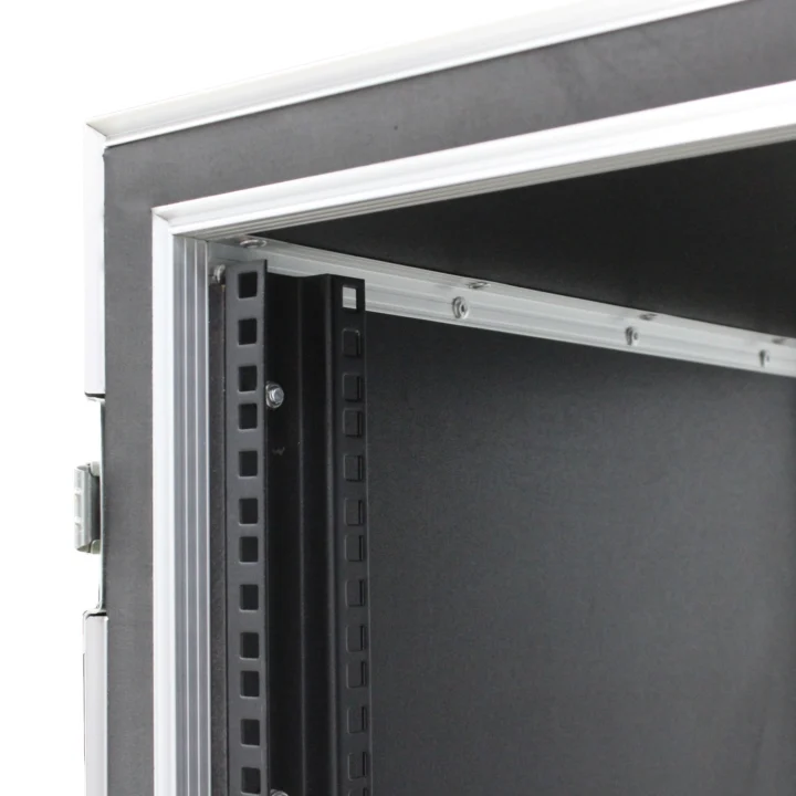 Sound Barrier SB10USMRXCD anti-shock rack road case showing internal shock mount suspension system detail