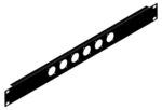 Sound Barrier SB1URP16 rack panel with punched connector openings installed in professional audio setup