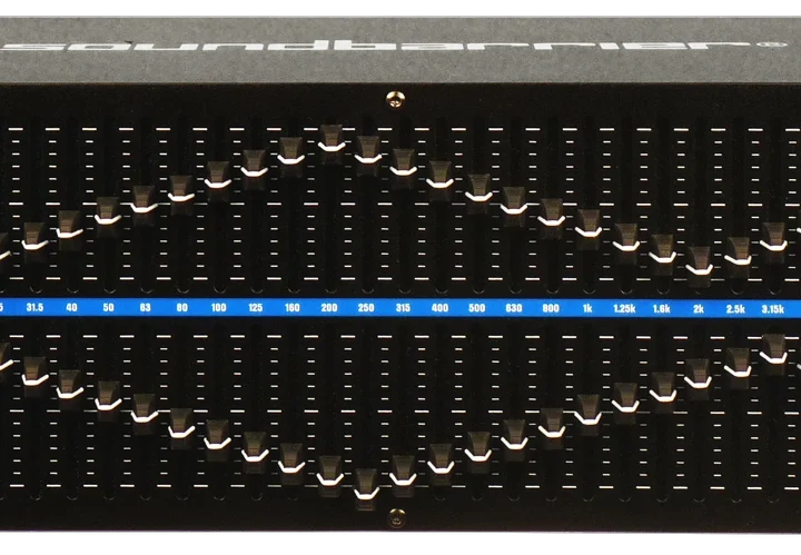Sound Barrier SB2231XL dual channel 31 band equalizer and limiter front panel with controls