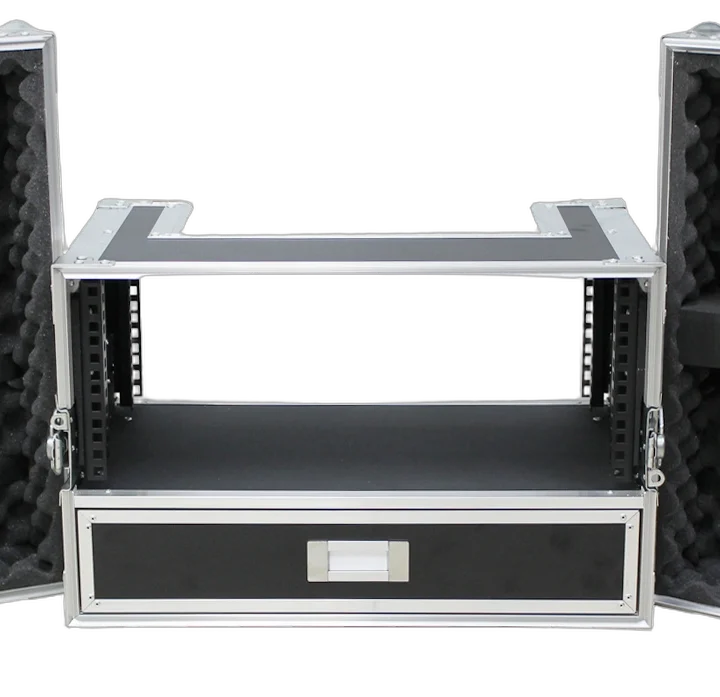 Sound Barrier SB4U2WRMIC 4U ATA flight case with 2U drawer compartment open