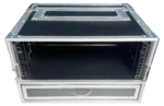 Sound Barrier SB4WRMICX 4U wireless microphone rack case showing 2U drawer compartment open