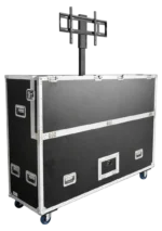 Sound Barrier SBTVLIFT75 ATA road case protecting LED LCD TV monitor in professional application setup